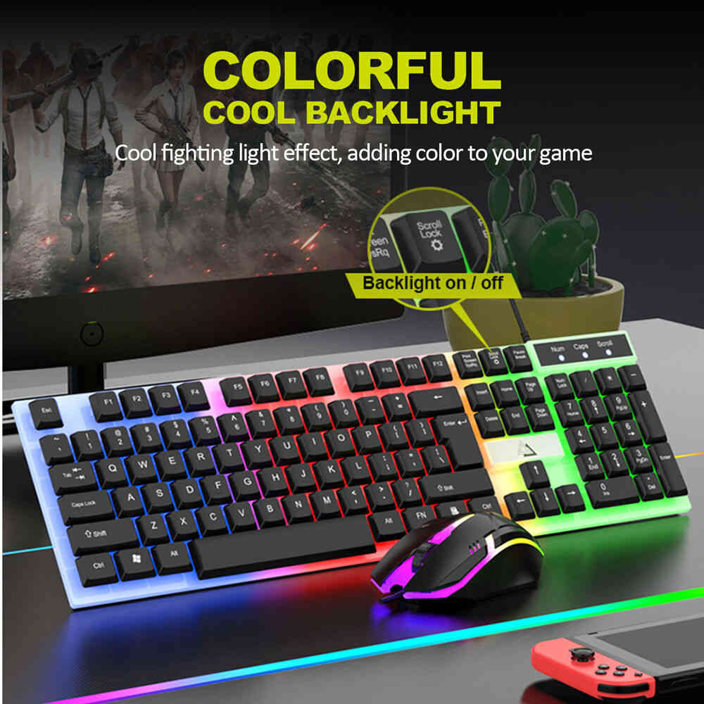 Premium RGB LED Rainbow Backlit Mechanical Gaming Keyboard and Mouse Combo