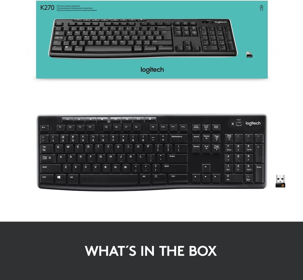 Logitech K270 Wireless Keyboard with Number Pad and 2.4 GHz Connectivity