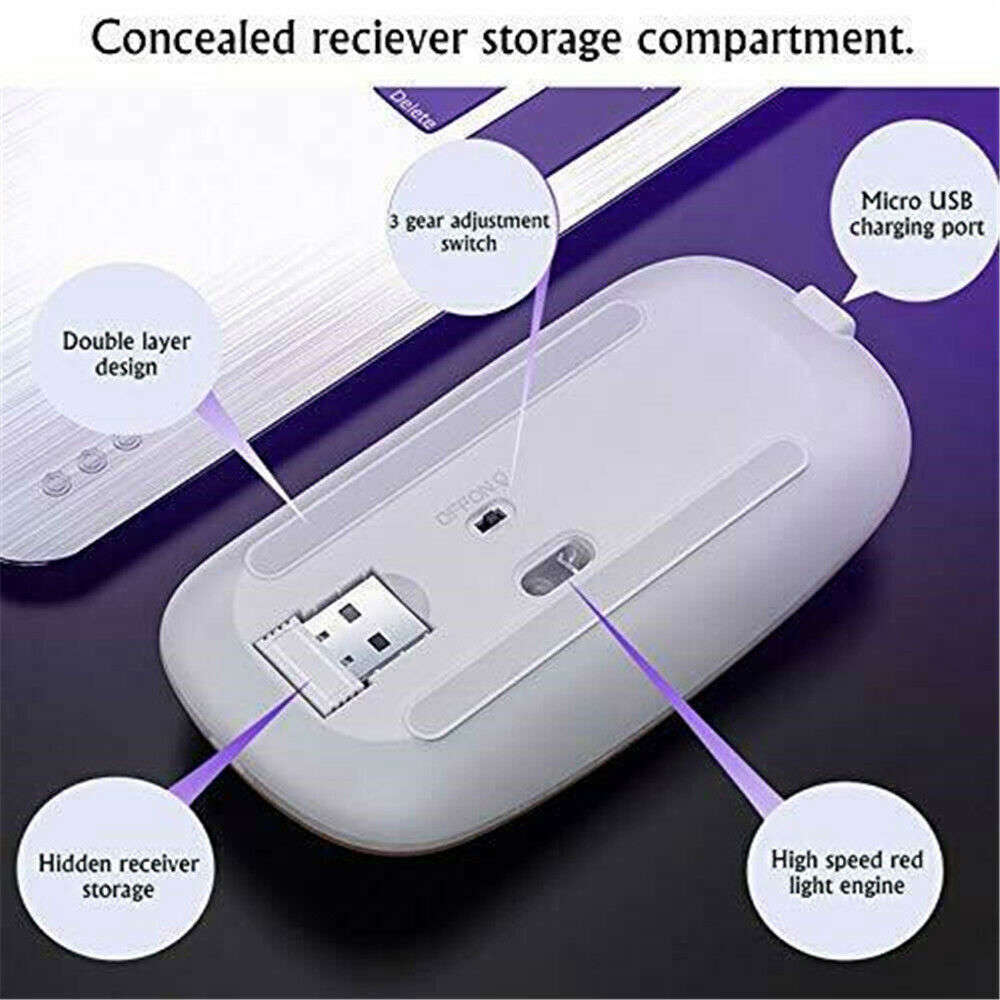2.4GHz Wireless Optical Mouse with RGB Backlight and Rechargeable Battery