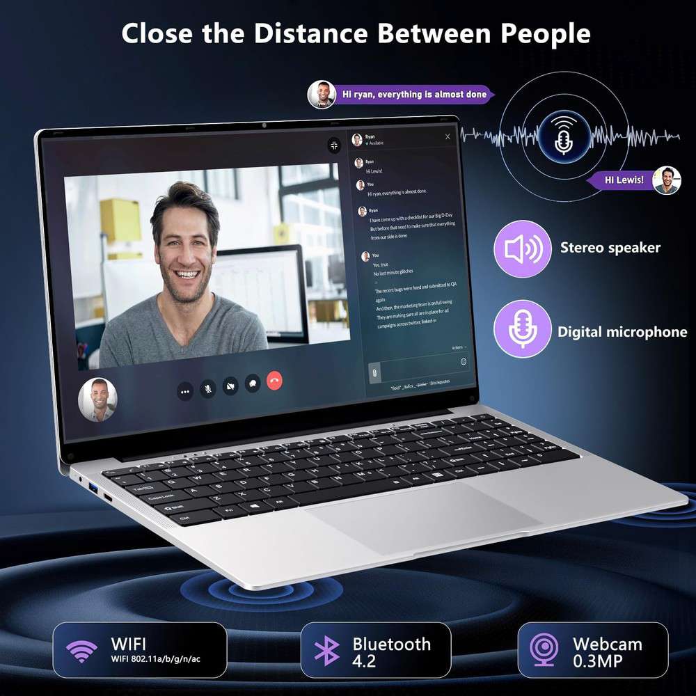 KUU 15.6" High-Performance Gaming Laptop with Intel N4000, 8GB RAM, 256GB SSD