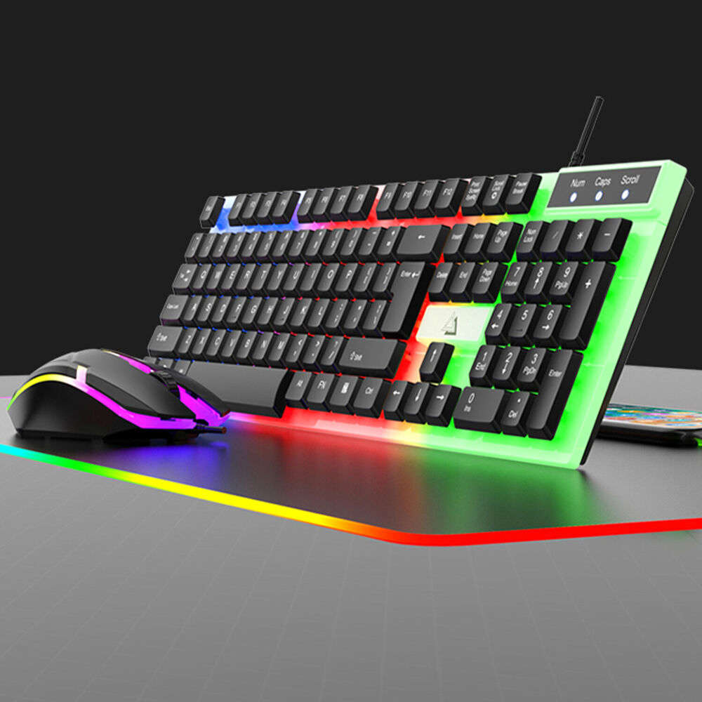 Premium RGB LED Rainbow Backlit Mechanical Gaming Keyboard and Mouse Combo