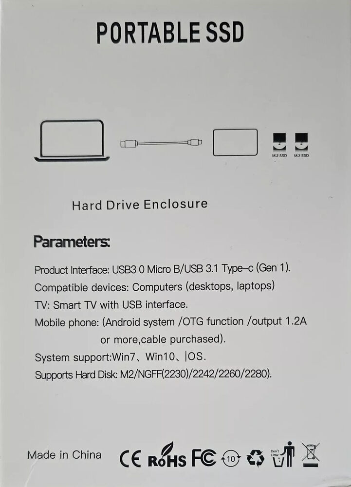 4TB M.2 Portable SSD - High-Speed Data Transfer with USB 3.1 Type-C