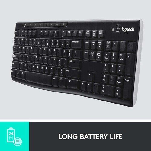 Logitech K270 Wireless Keyboard - Comfortable, Spill-Resistant, and Easy Setup