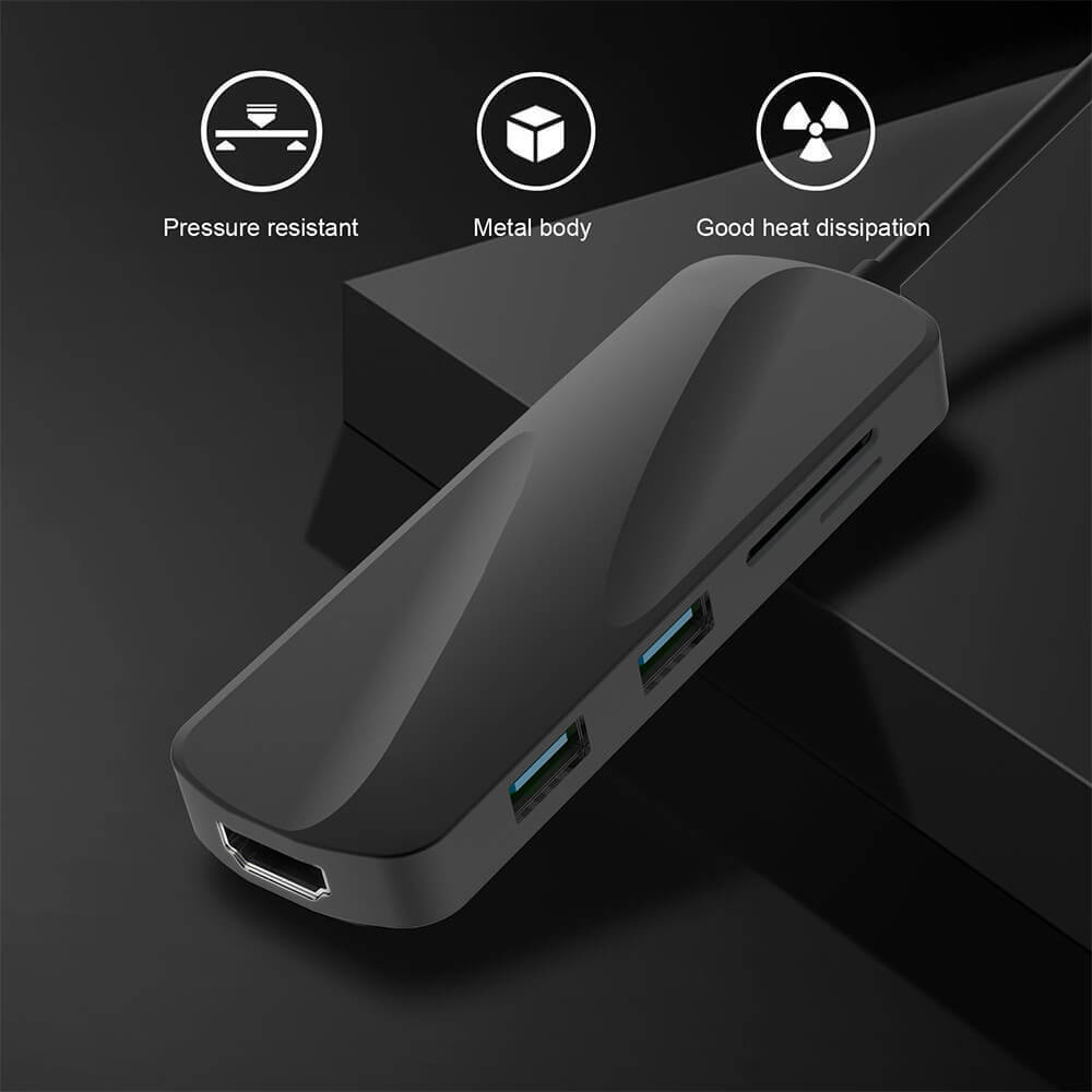 6-in-1 USB 3.0 Type-C Hub with 4K HDMI and Dual USB Ports