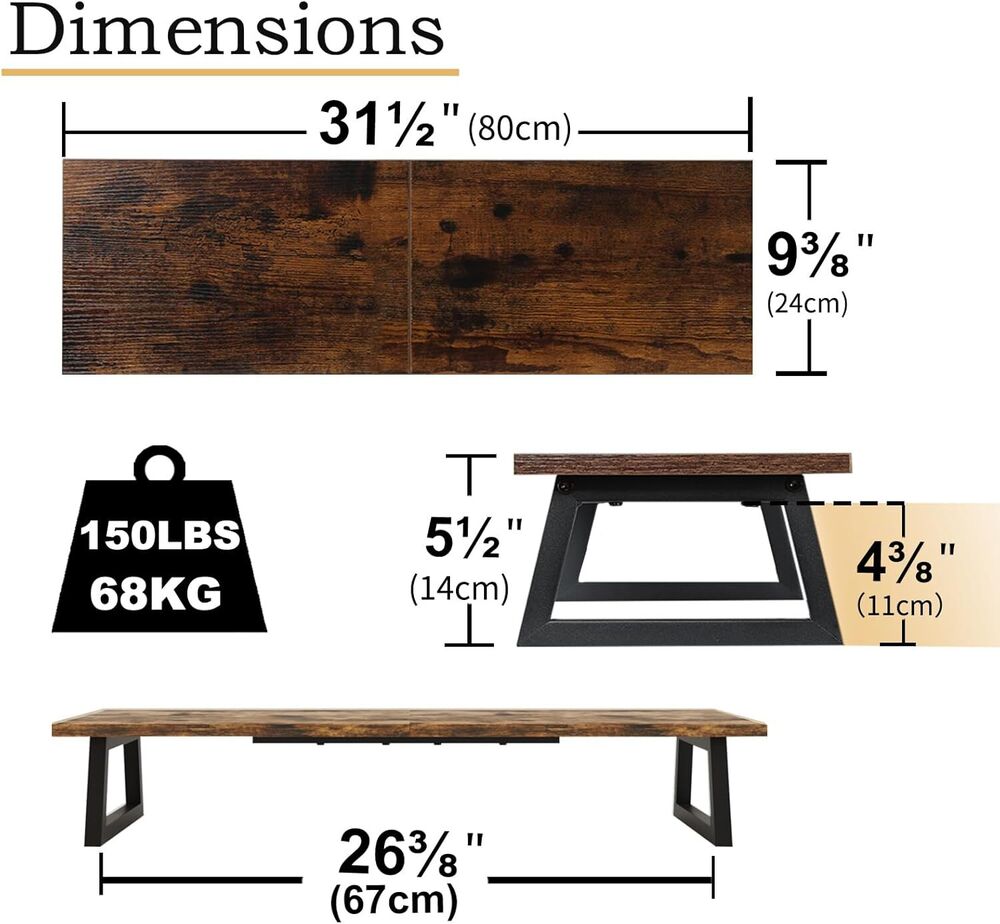 31.5 Inch Dual Monitor Stand Riser - Modern Desk Organizer