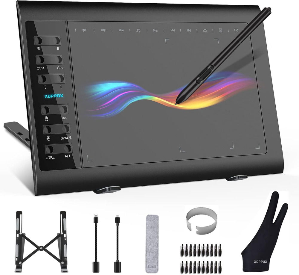 10x6 inch HD Digital Drawing Tablet with Ergonomic Stylus