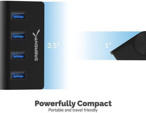 SABRENT 4-Port USB 3.0 Aluminum Data Hub with Cable (HB-MC3B)