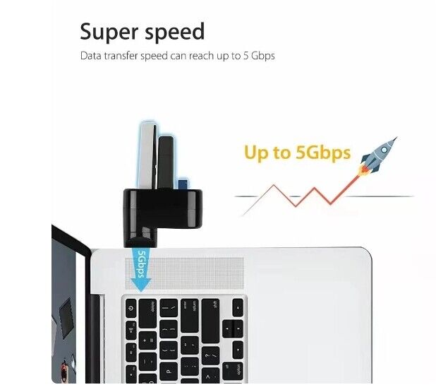3 Port USB 3.0 Hub Splitter - Boost Connectivity for Multiple Devices