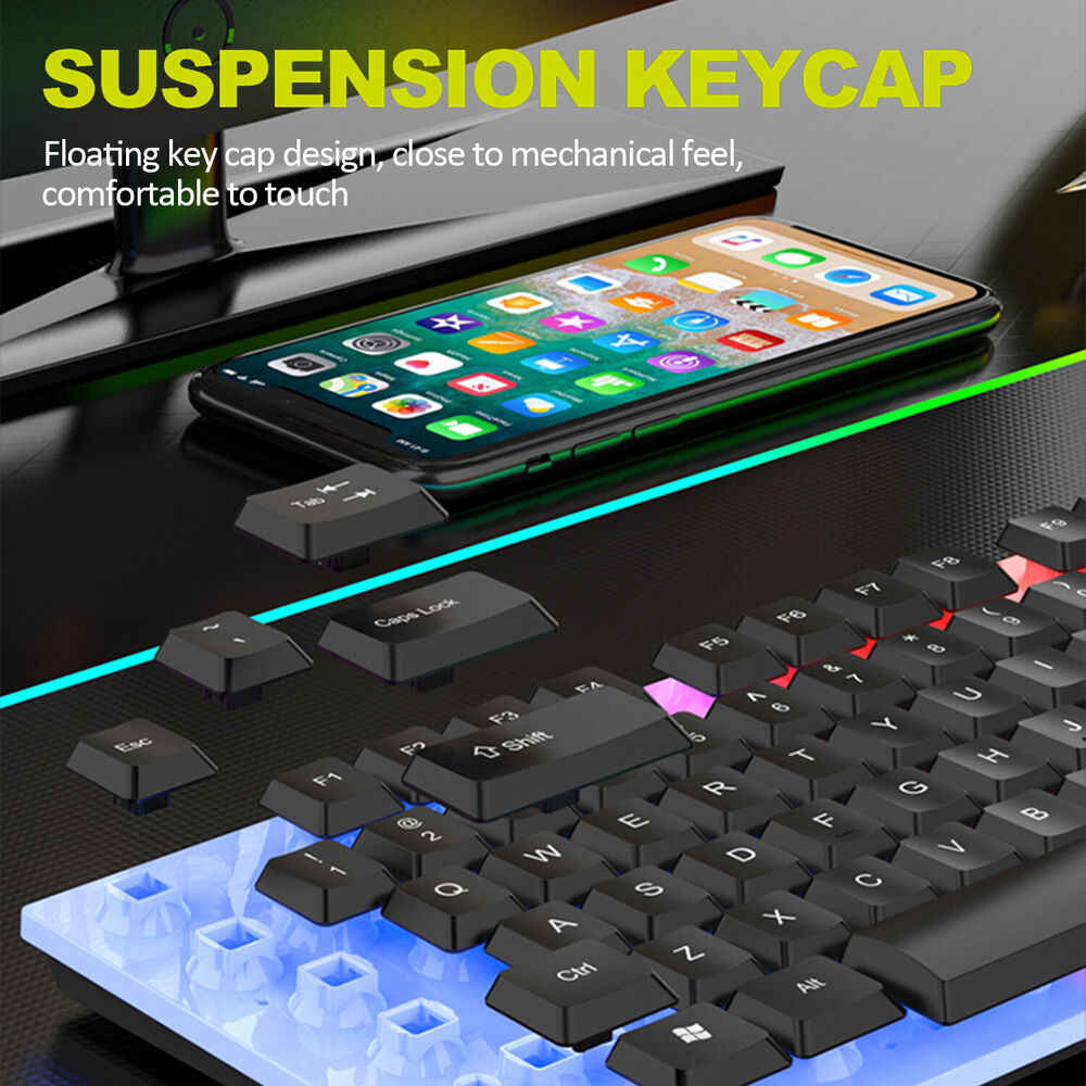 Premium RGB LED Rainbow Backlit Mechanical Gaming Keyboard and Mouse Combo