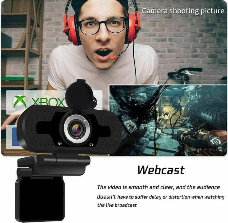 1080P Full HD Webcam with Built-in Mic for PC and Laptop