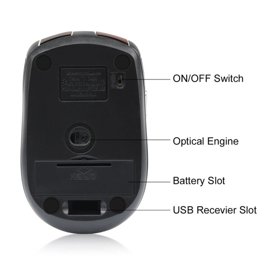 2.4GHz Ergonomic Wireless Optical Mouse with USB Receiver