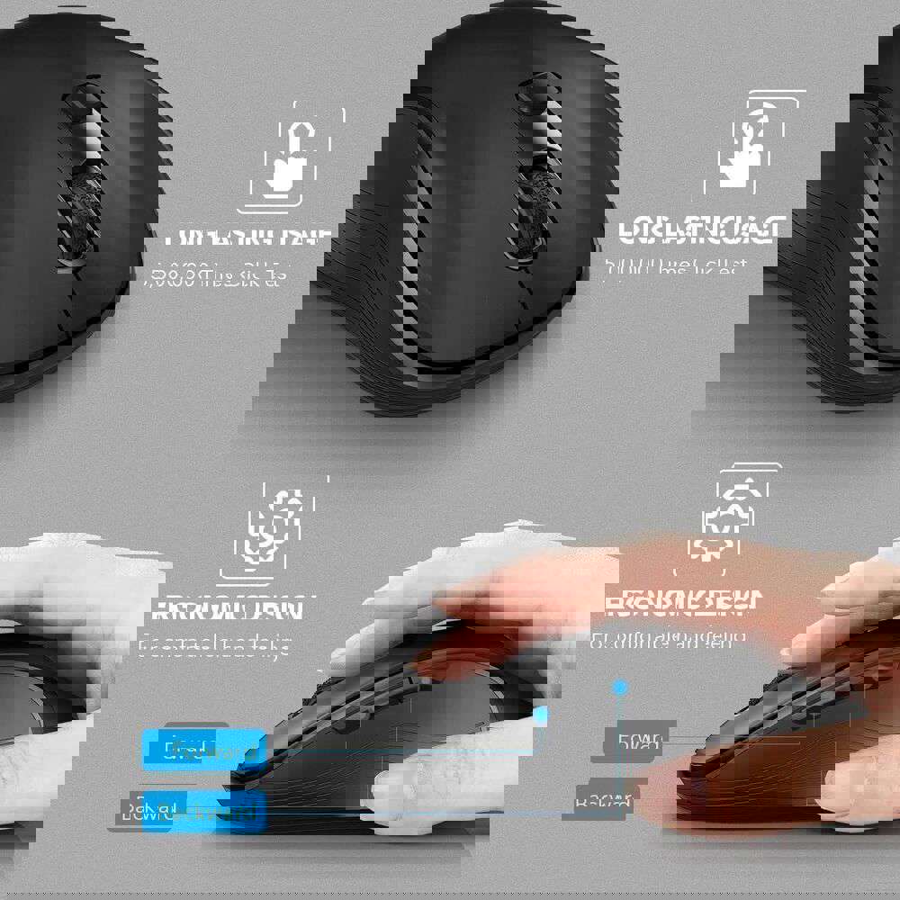 Wireless 2.4GHz Ergonomic Optical Mouse with Adjustable DPI