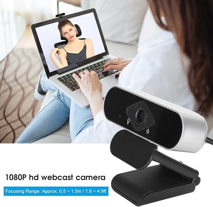 1080P Full HD USB Webcam with Built-in Mic for Clear Video Communication
