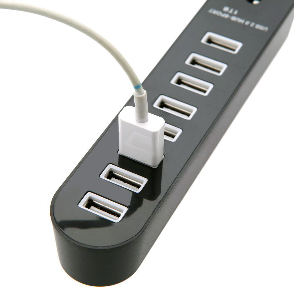 8-Port USB 2.0 High-Speed Data Hub with Integrated Cable