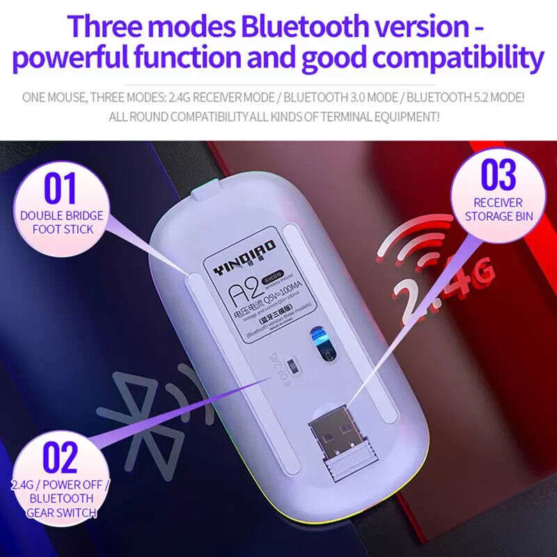 2.4GHz Wireless Optical Mouse with Rechargeable Battery and RGB Lighting
