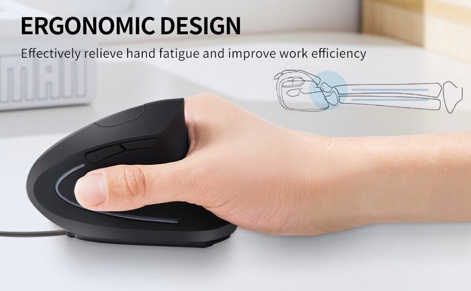 Ergonomic Vertical Wireless Mouse for Comfort and Precision