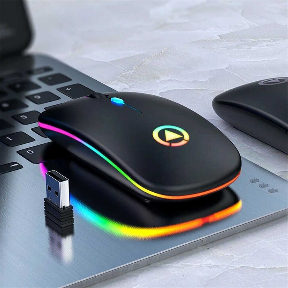 2.4GHz Wireless Optical Mouse with RGB Backlight and Rechargeable Battery