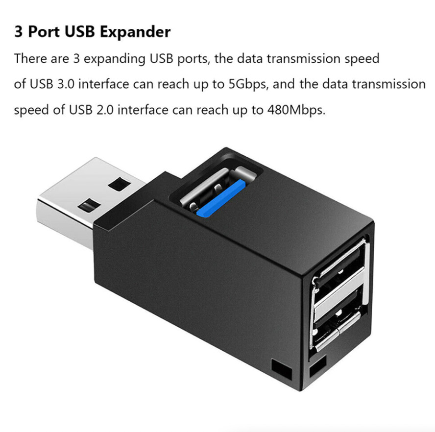 3-Port USB 3.0 Hub - Compact and Portable Data Transfer & Charging Station