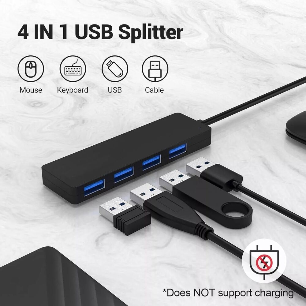 4-Port USB 3.0 Hub Splitter - Expand Your Connectivity Options
