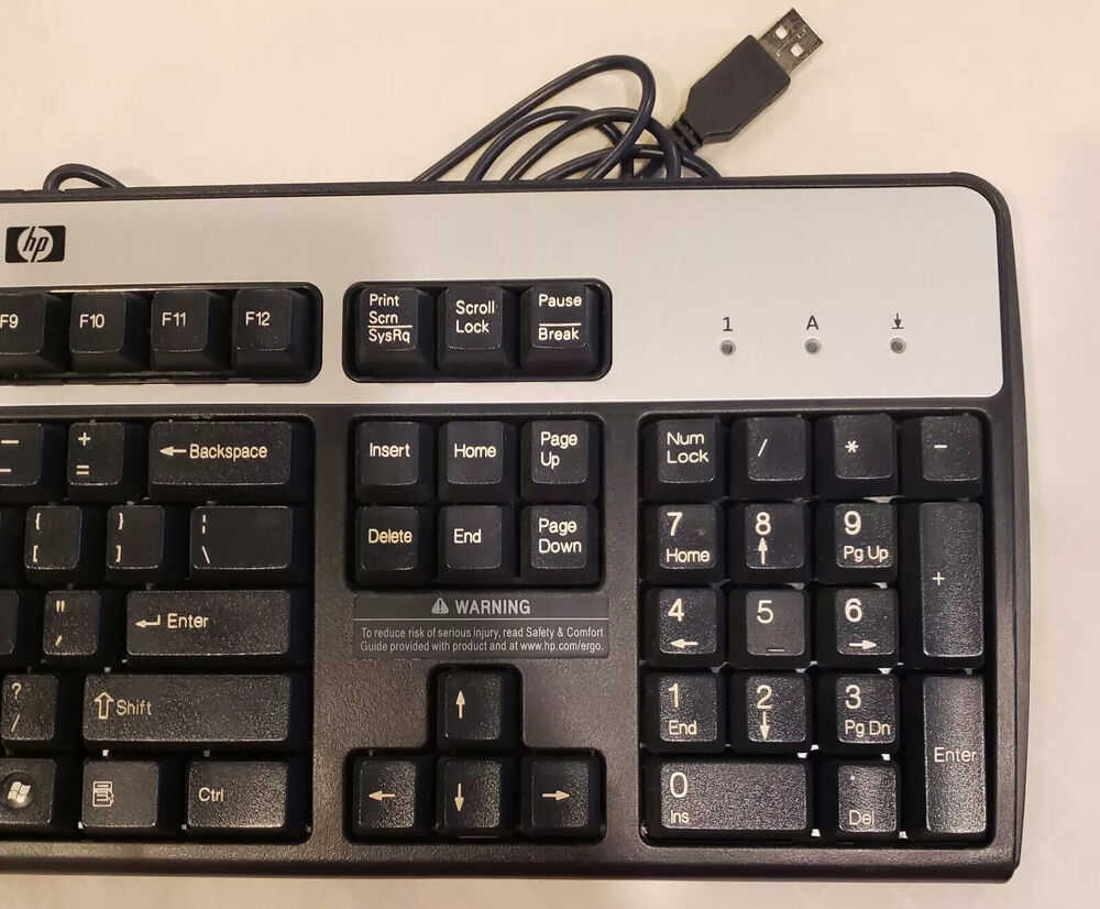 HP KU-0316 434821-001 Black/Silver Standard USB Wired Keyboard