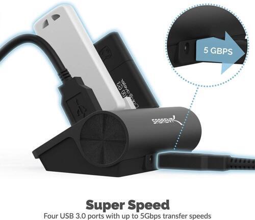 SABRENT 4-Port USB 3.0 Aluminum Data Hub with Cable (HB-MC3B)