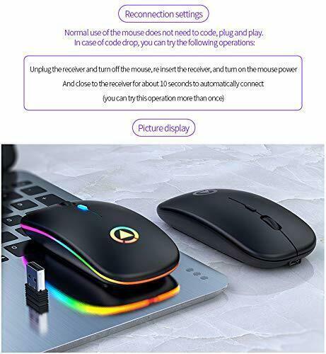 2.4GHz Wireless Optical Mouse with Rechargeable Battery and RGB Lighting