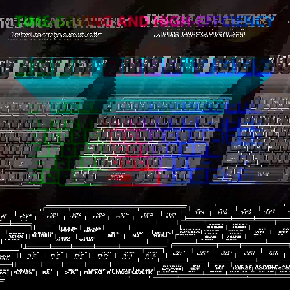 Ergonomic 87-Key Backlit Wireless Gaming Keyboard