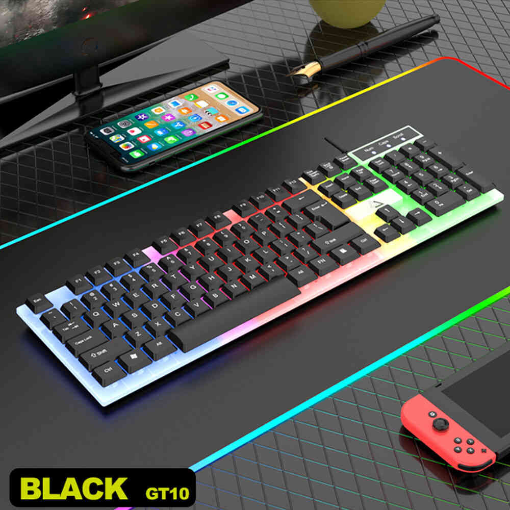 Premium RGB LED Rainbow Backlit Mechanical Gaming Keyboard and Mouse Combo