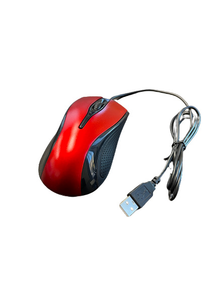 Red USB 2.0 Optical Wired Mouse with Scroll Wheel