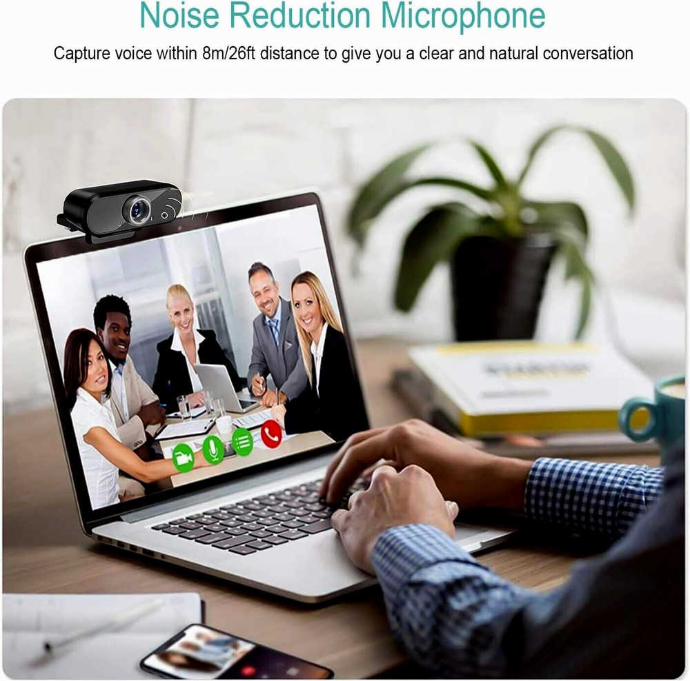 1080P HD USB Webcam with Built-in Mic for Streaming and Video Calls