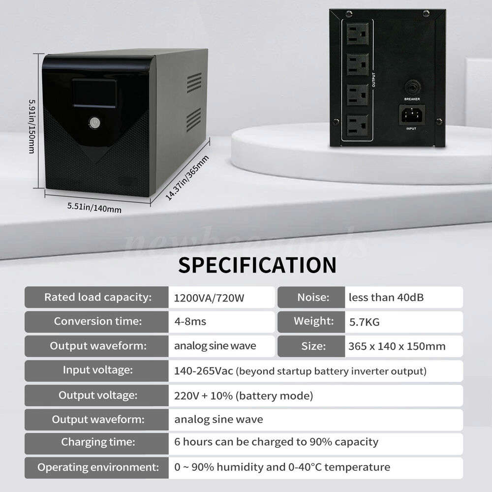 1200VA 720W UPS Power Supply with LCD Display and 4 Outlets