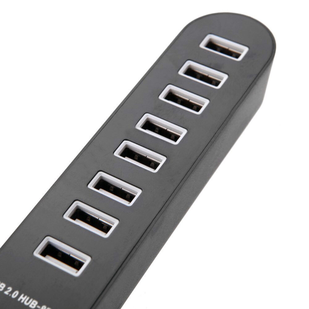 8-Port USB 2.0 High-Speed Data Hub with Integrated Cable