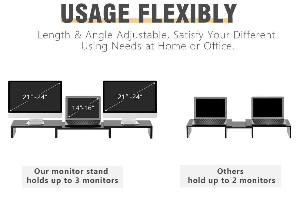 TAVR Dual Monitor Stand Riser - Office Desktop Organizer for 2 Monitors