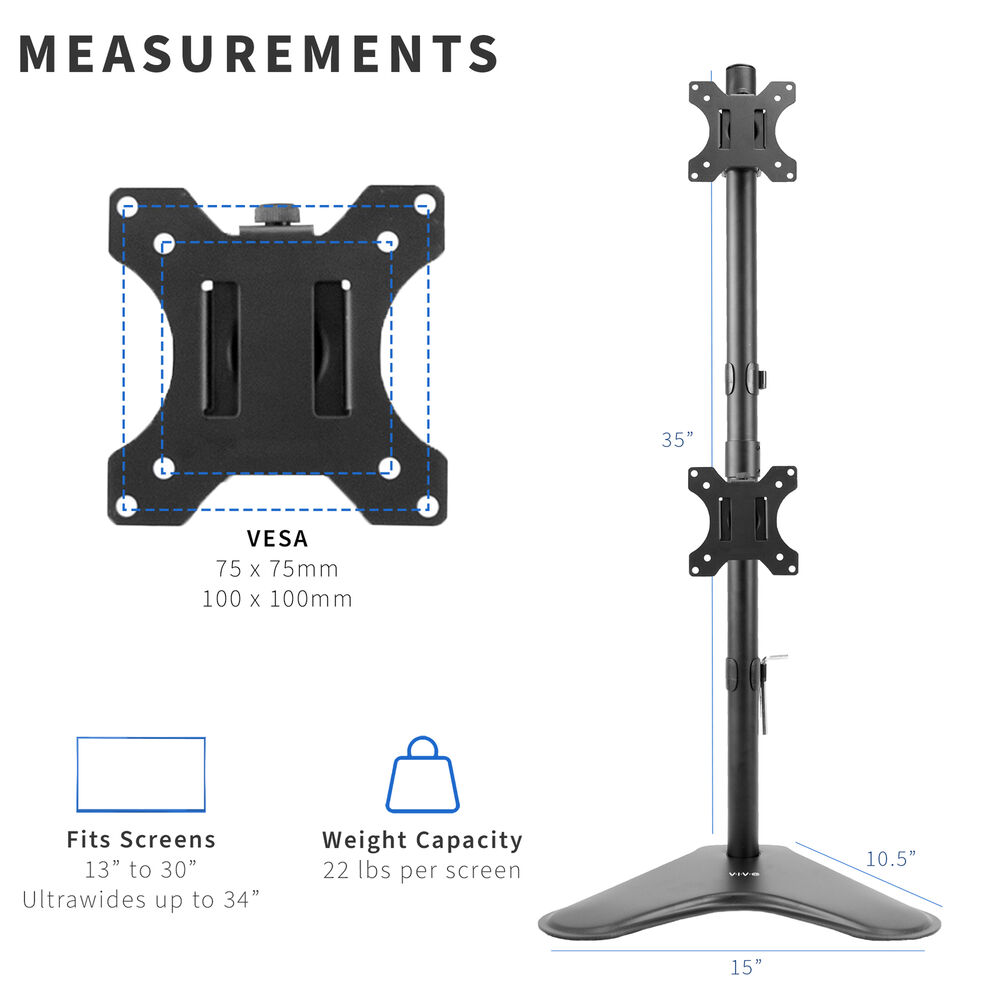 VIVO Dual LCD Monitor Vertical Stand Mount for Ultrawide Screens