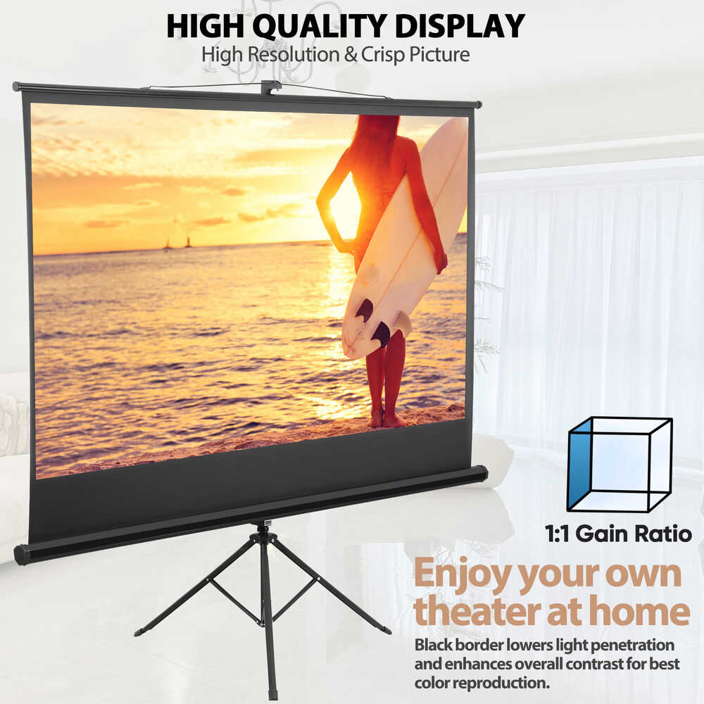 84 Inch 16:9 HD 4K Movie Projection Screen with Stand for Home Theater