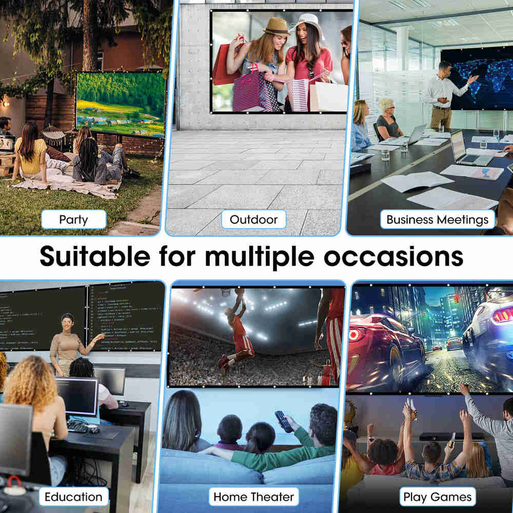120 Inch Portable Foldable Projector Screen for HD Outdoor Home Cinema Theater