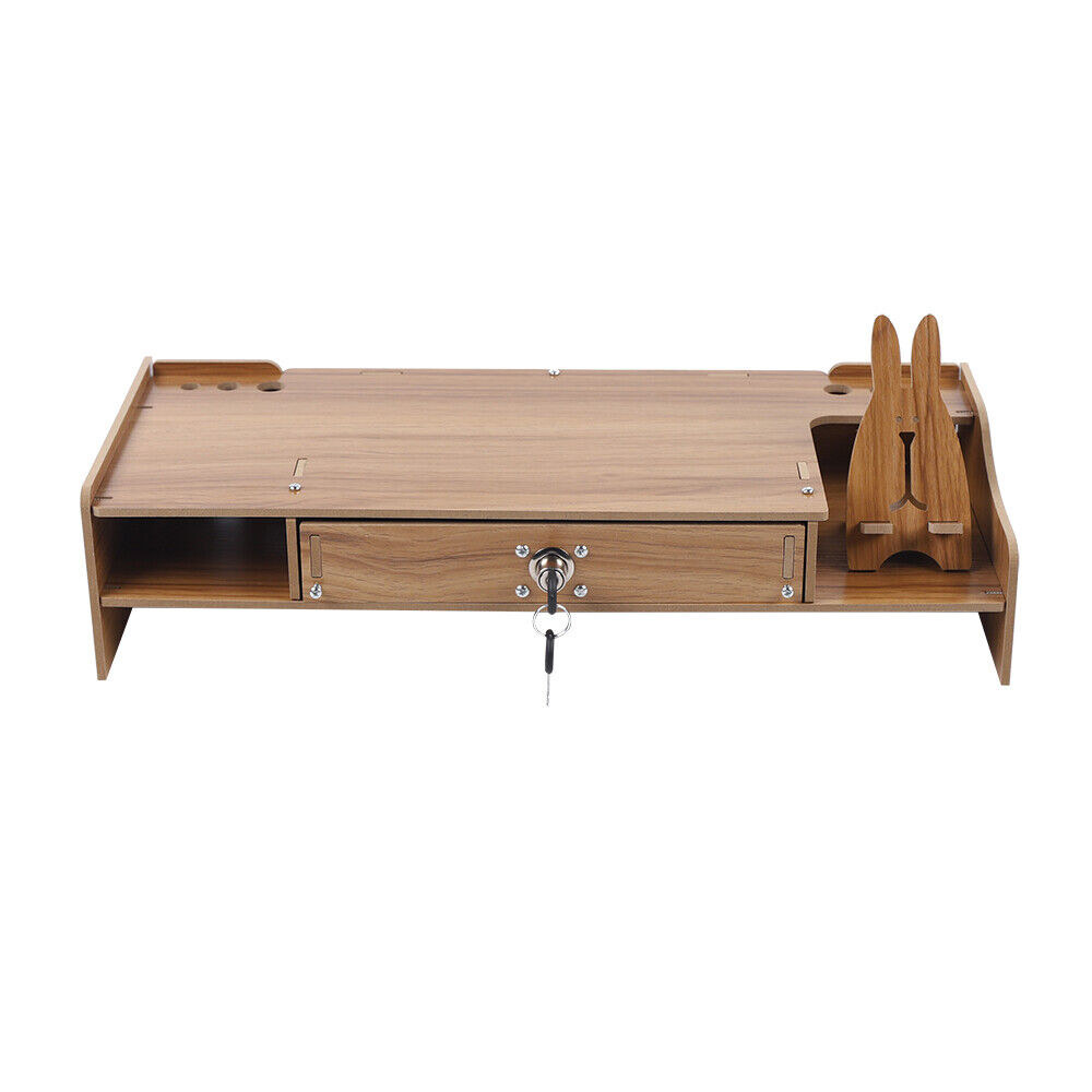 Elevated Wood Monitor Riser with Drawer for Enhanced Desk Organization
