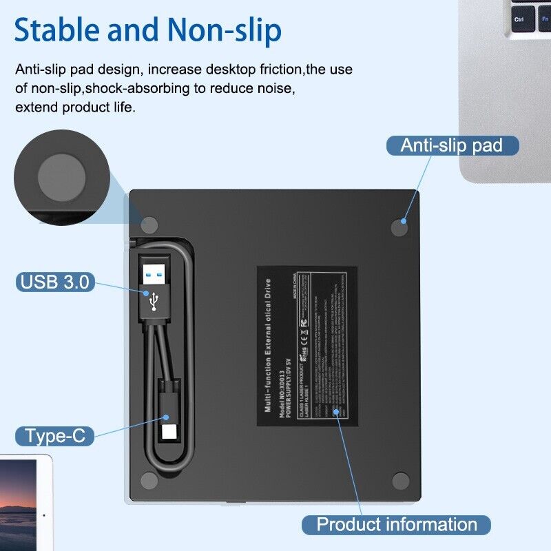 7-in-1 External Blu-ray Drive USB 3.0 BD/CD/DVD-RW Player Burner