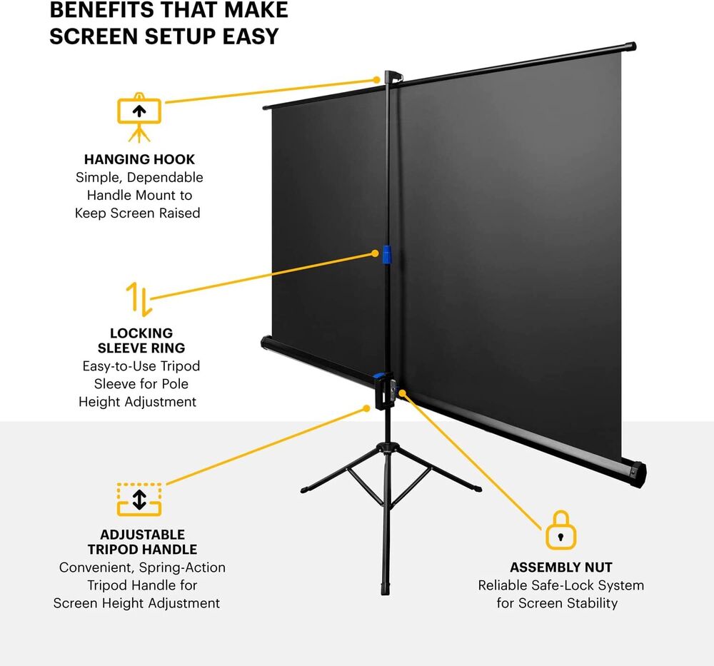 Kodak 60 Inch Portable Projector Screen with Stand and Carry Bag