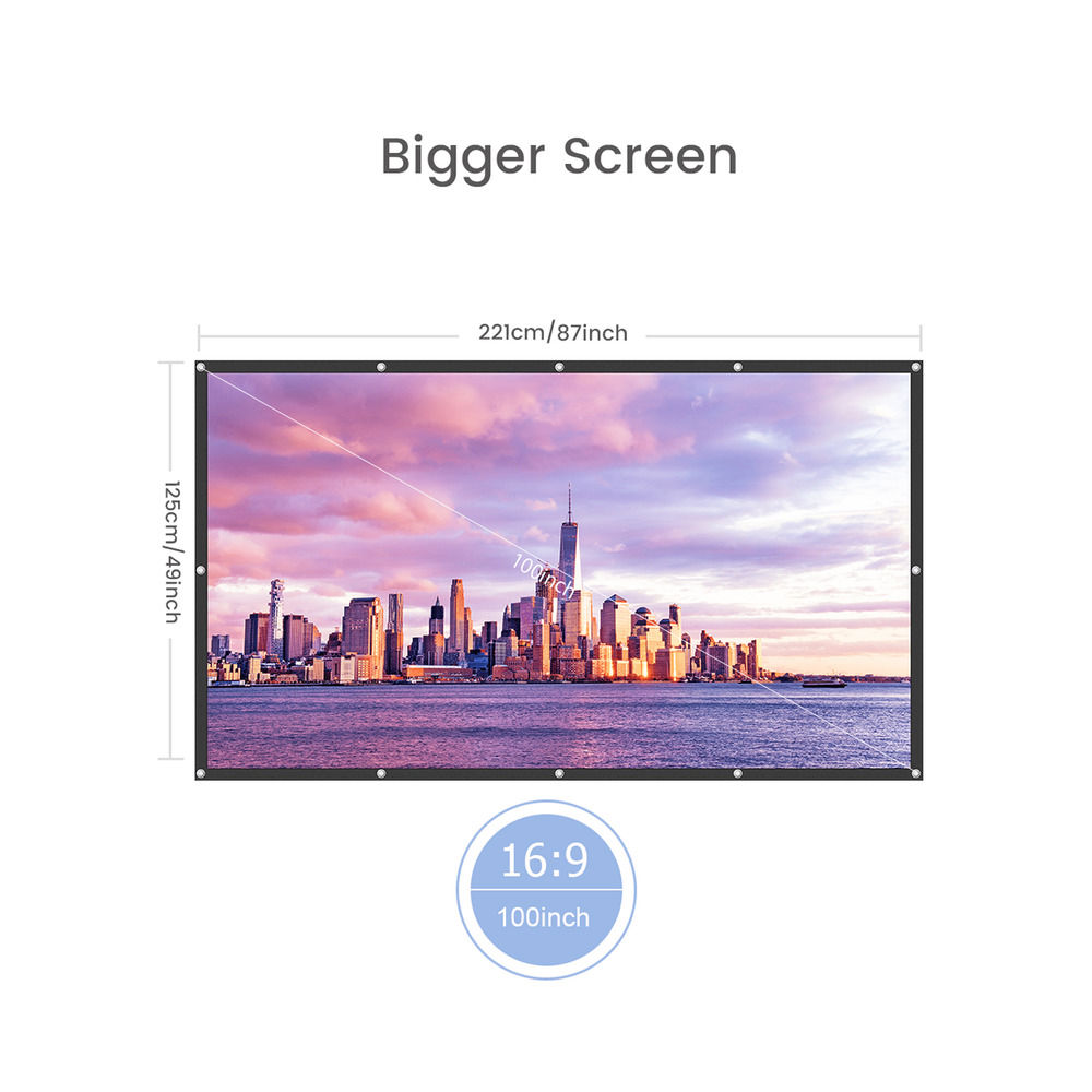 100 Inch Foldable Metal Anti-light Projector Screen for Home Theater