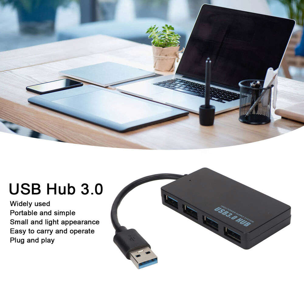 High-Speed 4-Port USB 3.0 Hub for Data Transfer
