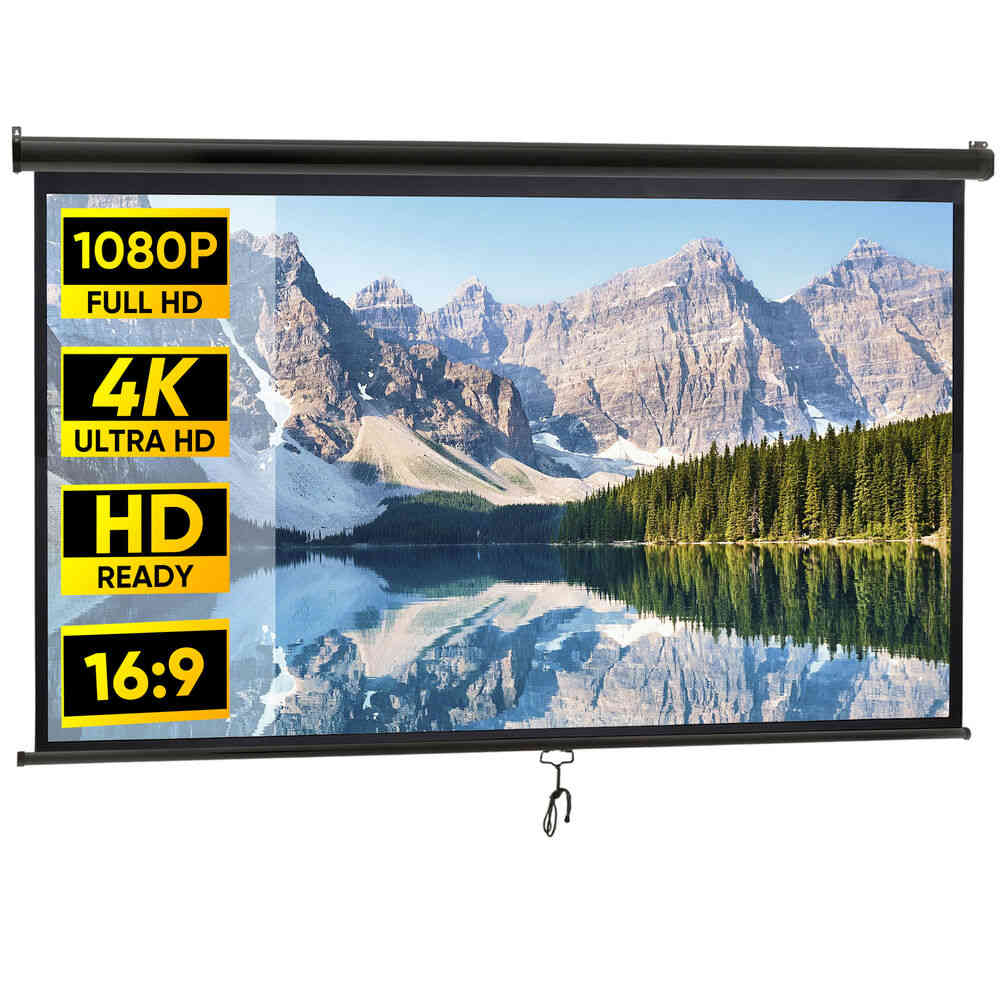 4K 16:9 HD Pull Down Projector Screen for Home Theater