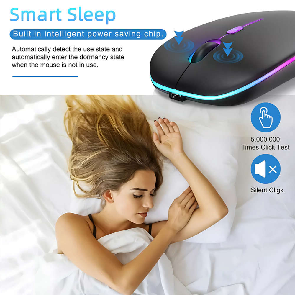 2.4GHz Wireless Optical Mouse with USB Rechargeable and RGB for PC and Laptop