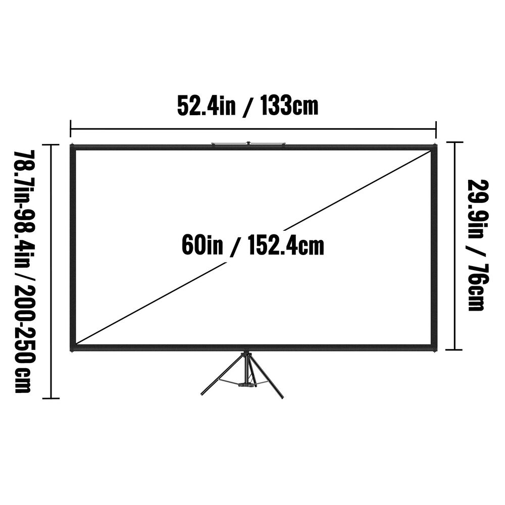 VEVOR 60” 4K HD Portable Projector Screen with Stand for Home Cinema