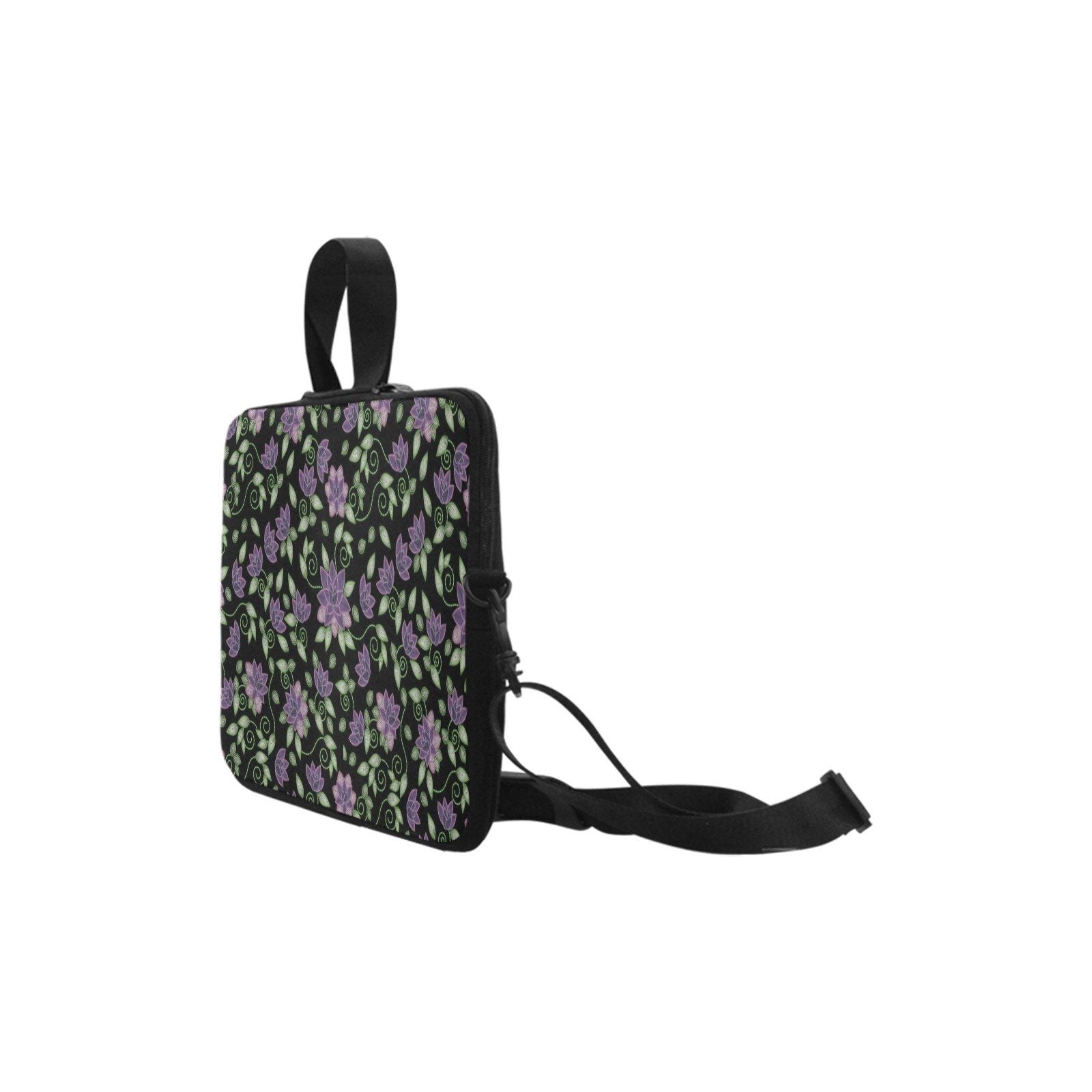 Purple Beaded Rose Laptop Handbag