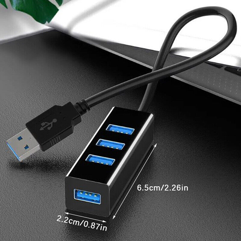 4 Port USB Hub Multi Splitter with Power Adapter