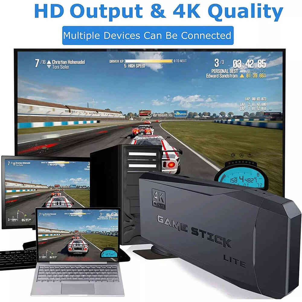 4K HDMI TV Game Stick with 64GB Storage and Wireless Gamepad