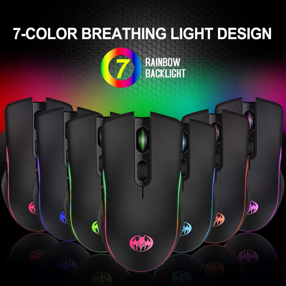 7 Color LED Backlight Wireless USB Rechargeable Gaming Mouse