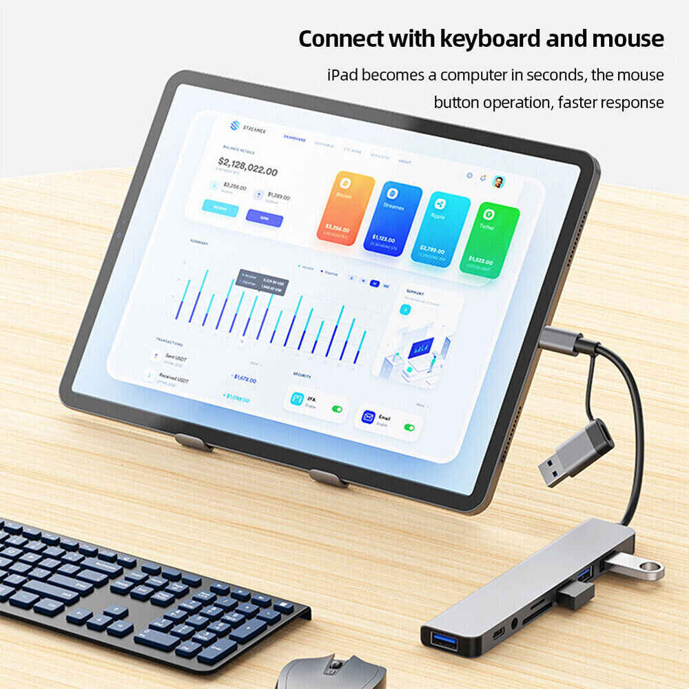 Multiport USB-C Hub Type C To USB 8 in 1 Adapter