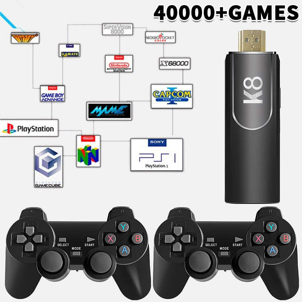 4K HDMI TV Game Stick Console with 64GB Storage and Wireless Gamepad